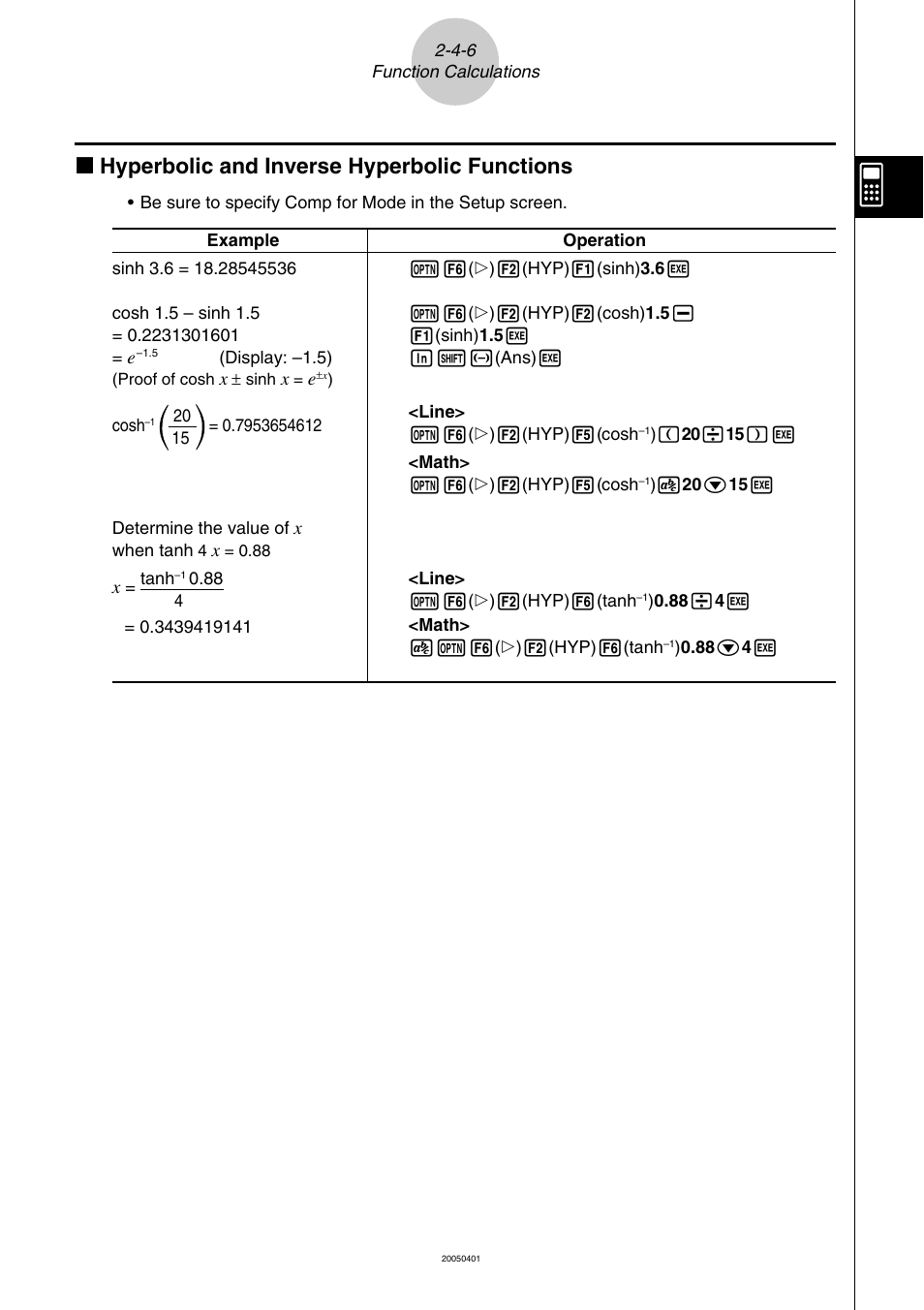 K hyperbolic and inverse hyperbolic functions | Casio fx-9860G SD User Manual | Page 88 / 596