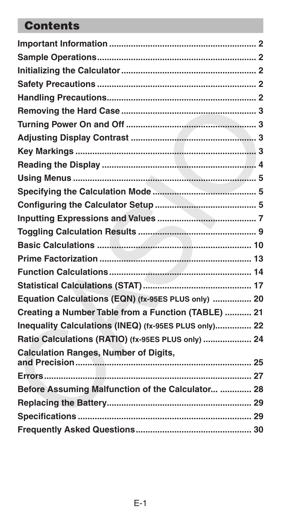 Casio FX-95ES PLUS  EN User Manual | Page 2 / 32