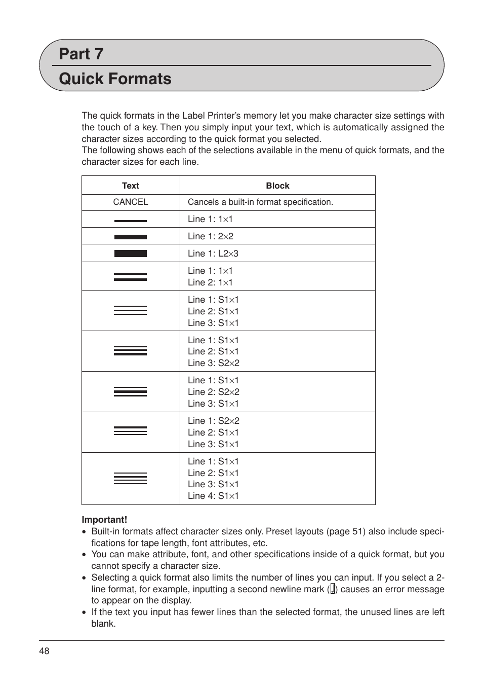 Part 7 quick formats | Casio KL-7000 User Manual | Page 49 / 81