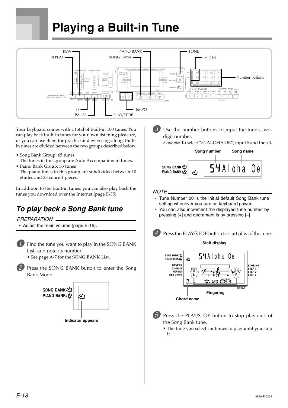 Playing a built-in tune | Casio LK200ES1A User Manual | Page 20 / 58