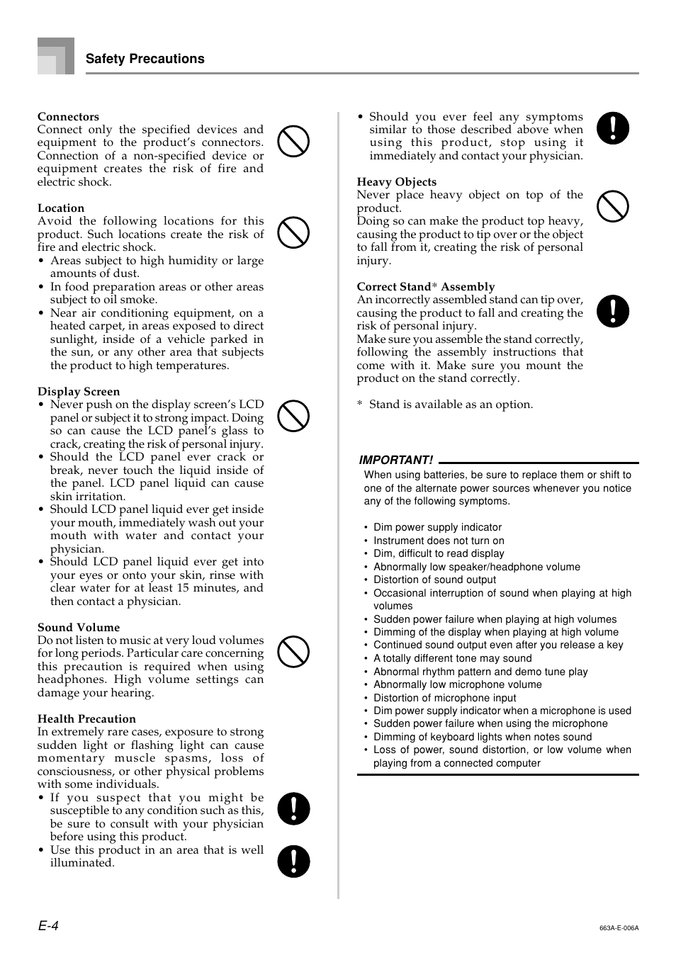 Casio LK200ES1A User Manual | Page 6 / 58