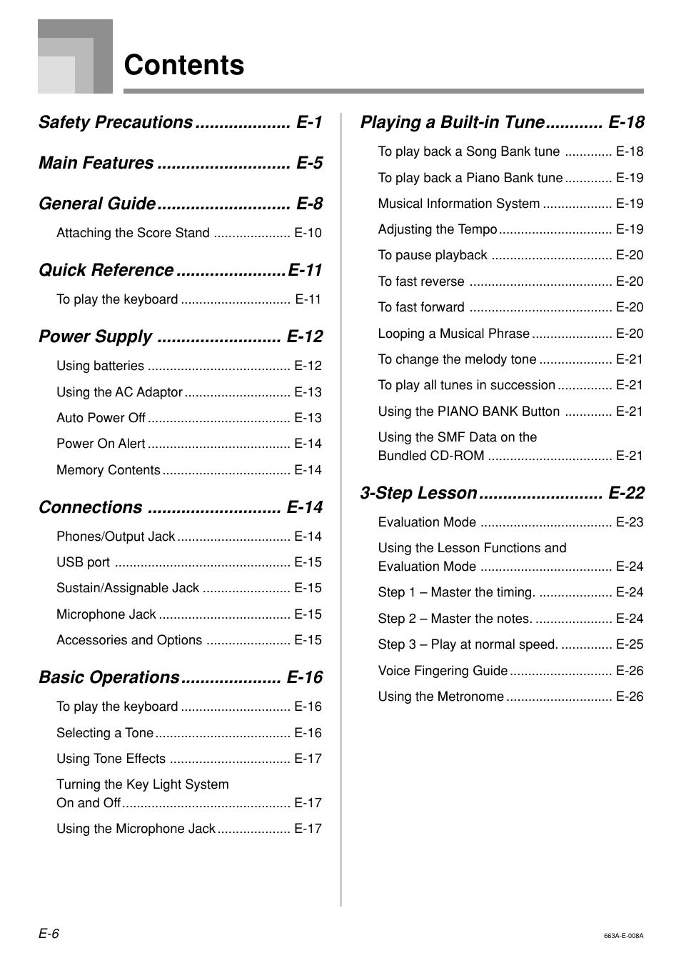 Casio LK200ES1A User Manual | Page 8 / 58