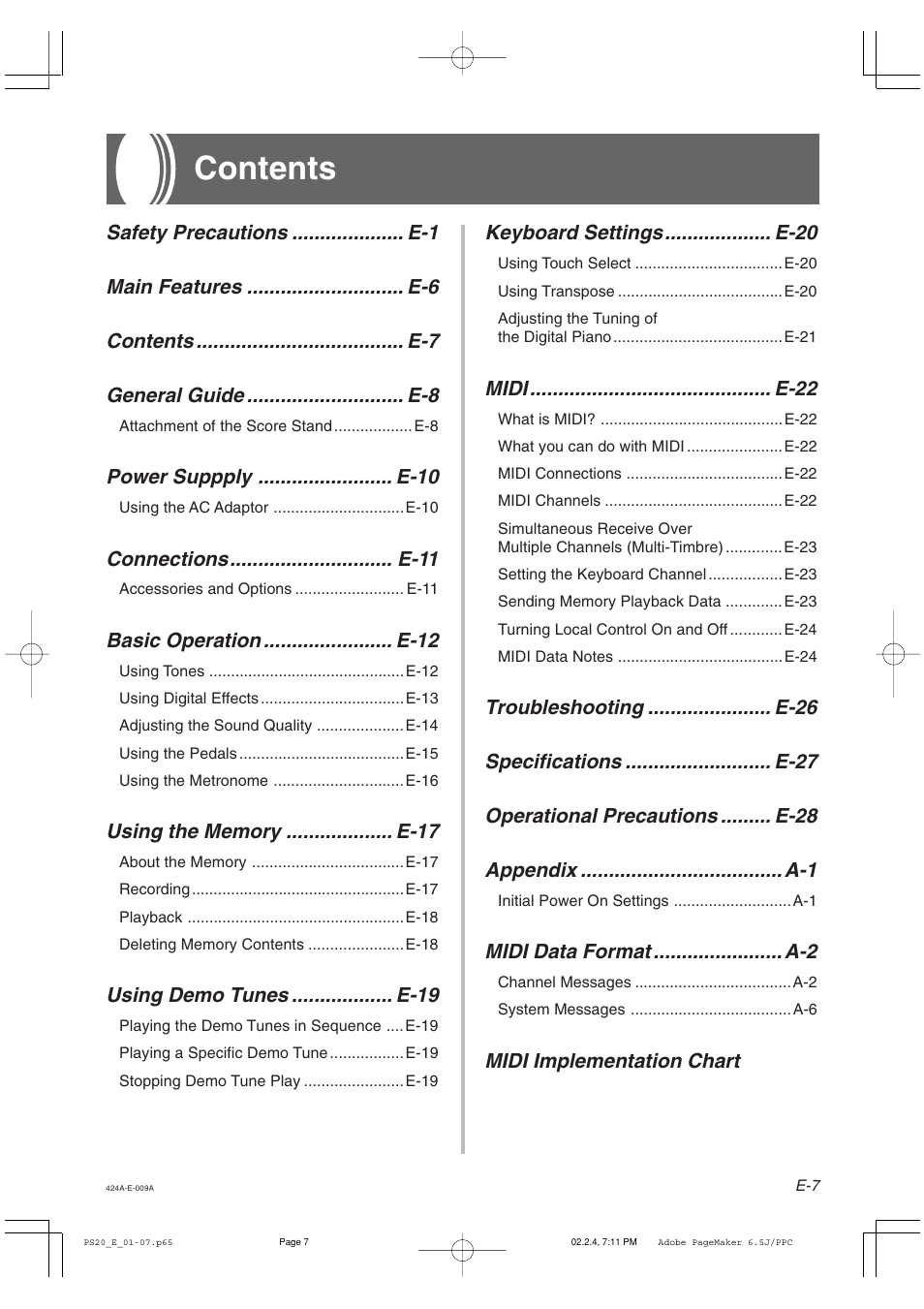 Casio PS-20 User Manual | Page 9 / 40
