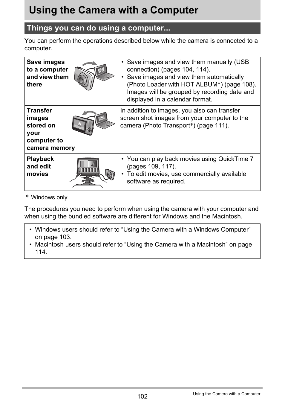 Using the camera with a computer, Things you can do using a computer | Casio EX-Z20 User Manual | Page 102 / 165