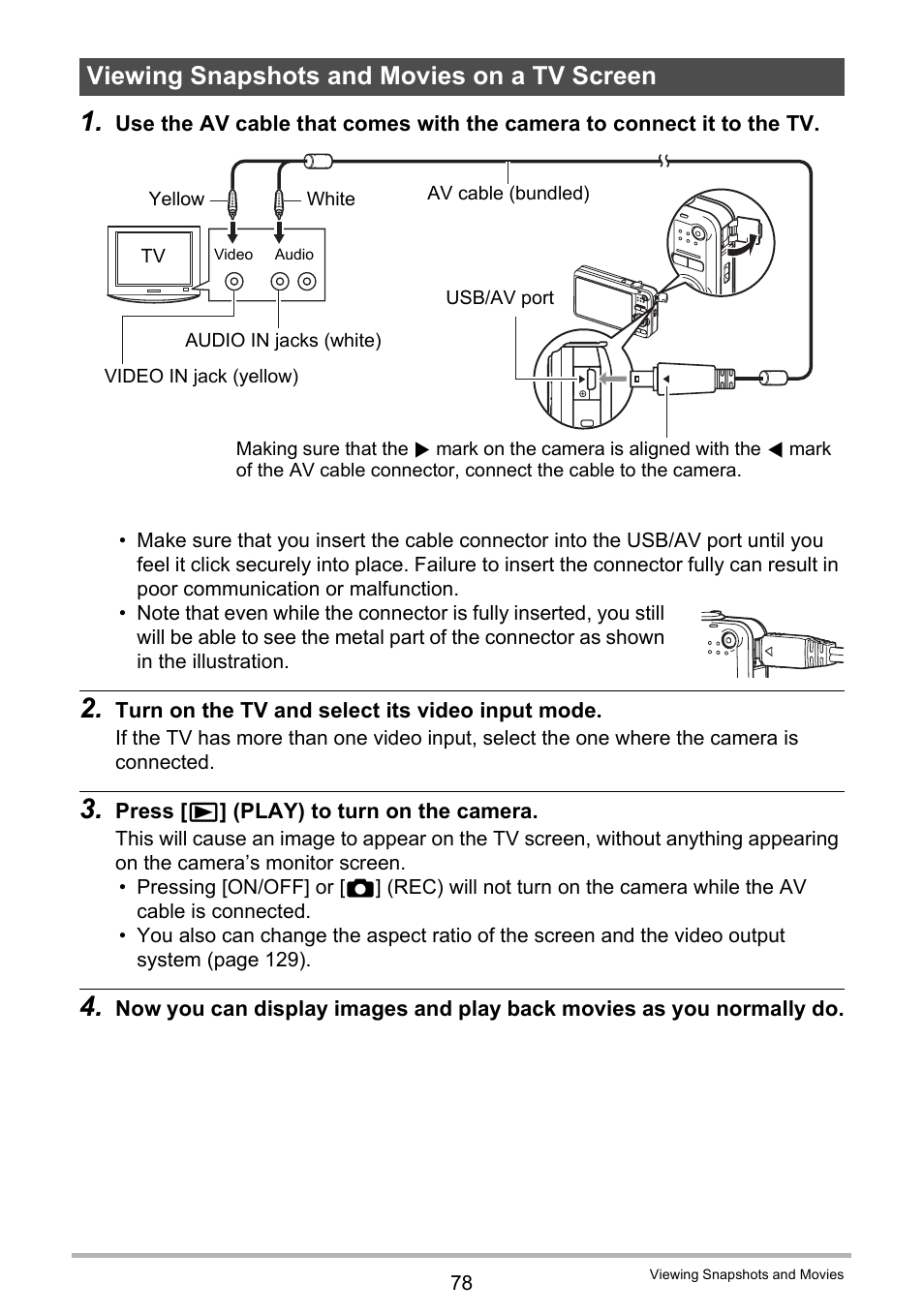 Viewing snapshots and movies on a tv screen | Casio EX-Z20 User Manual | Page 78 / 165