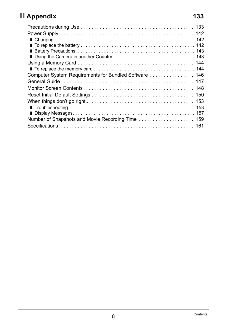 Appendix 133 | Casio EX-Z20 User Manual | Page 8 / 165