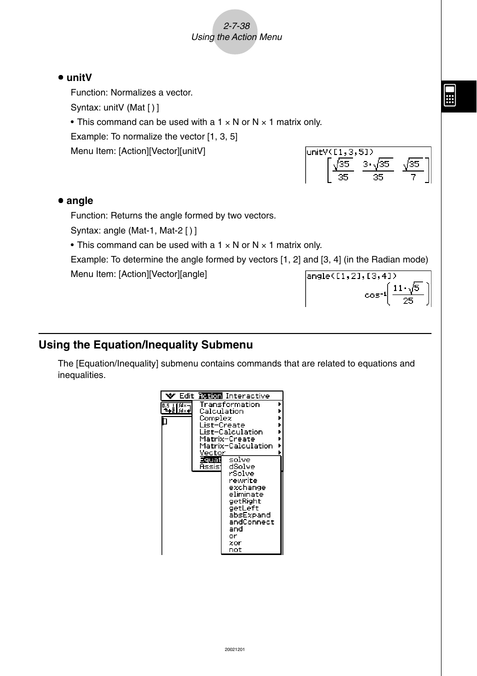 Using the equation/inequality submenu -7-38 | Casio ClassPad 300 User Manual | Page 166 / 670