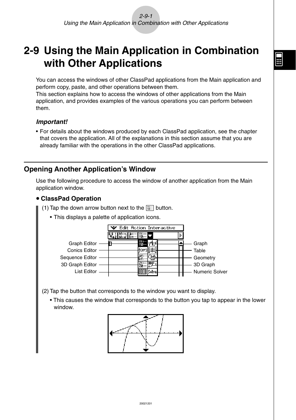 Applications -9-1, Opening another application’s window -9-1, Opening another application’s window | Casio ClassPad 300 User Manual | Page 177 / 670