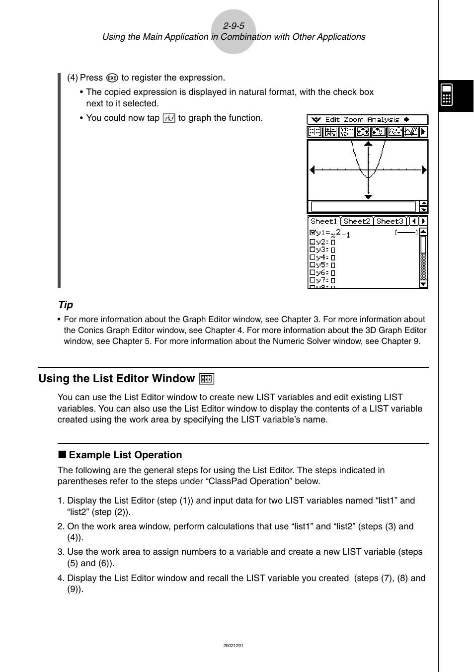 Using the list editor window ( -9-5, Using the list editor window | Casio ClassPad 300 User Manual | Page 181 / 670