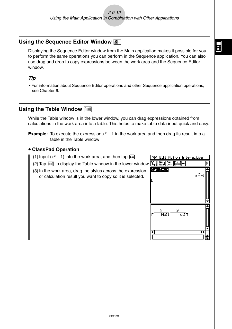 Using the sequence editor window, Using the table window | Casio ClassPad 300 User Manual | Page 188 / 670