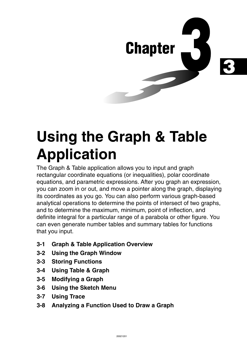 Chapter 3 using the graph & table application, Chapter, Using the graph & table application | Casio ClassPad 300 User Manual | Page 190 / 670