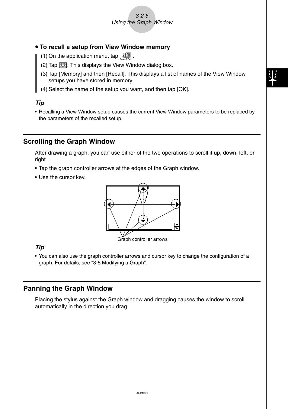 Scrolling the graph window, Panning the graph window | Casio ClassPad 300 User Manual | Page 206 / 670