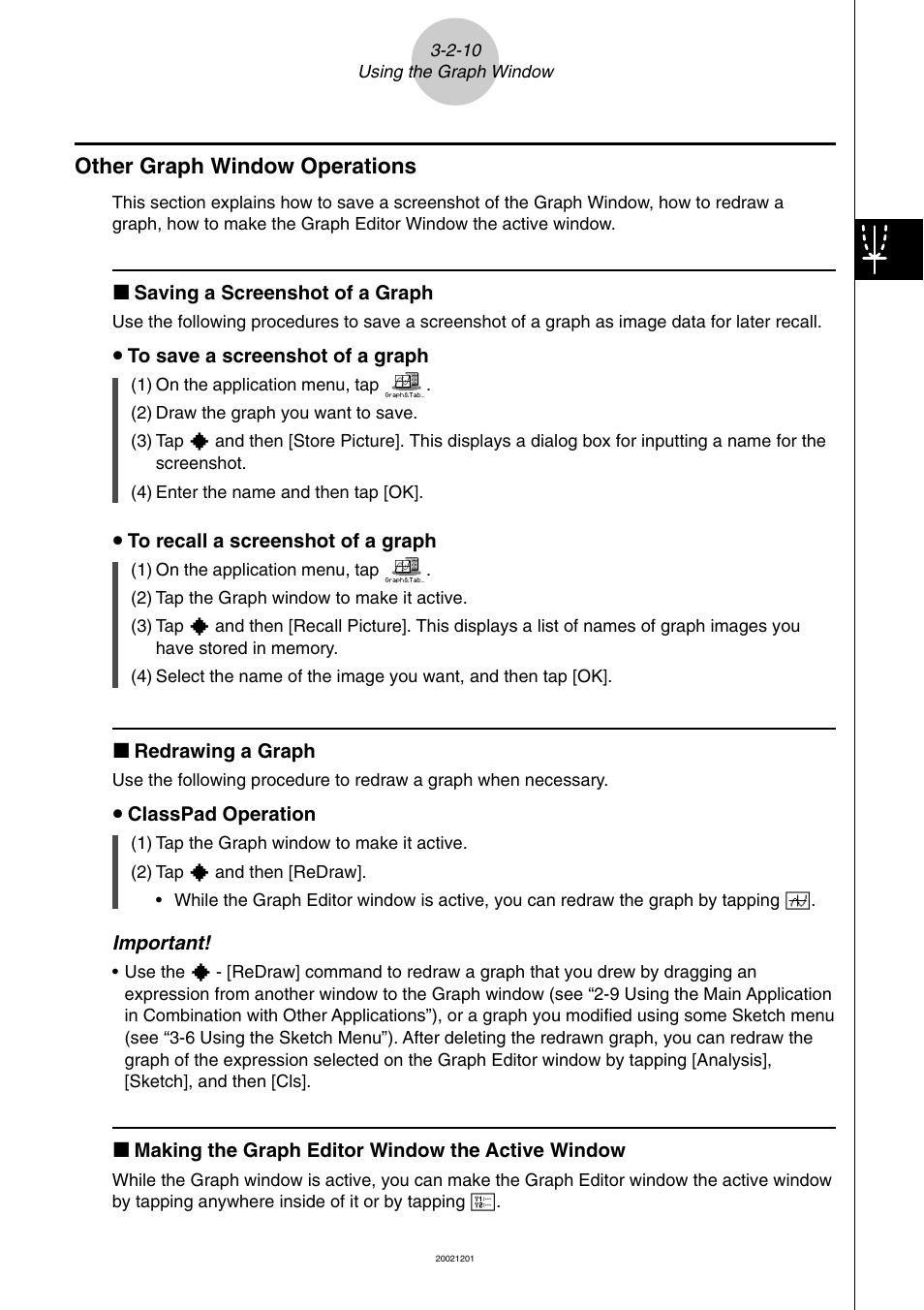 Other graph window operations -2-10, Other graph window operations | Casio ClassPad 300 User Manual | Page 211 / 670