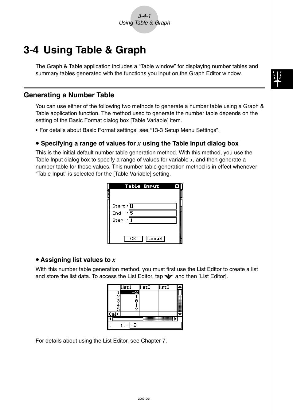 4 using table & graph, 4 using table & graph -4-1, Generating a number table -4-1 | Using table & graph | Casio ClassPad 300 User Manual | Page 222 / 670