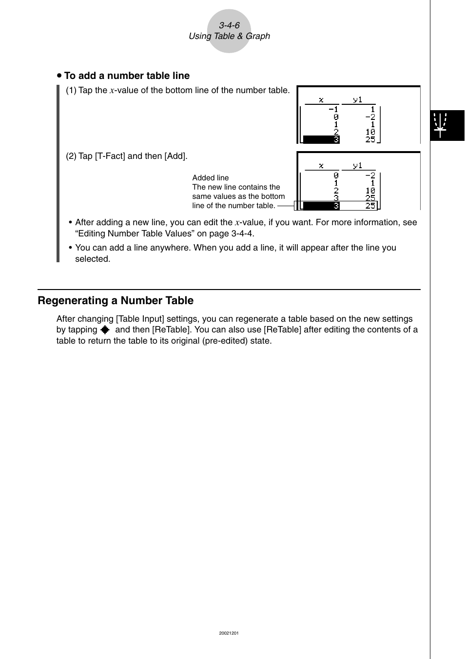 Regenerating a number table -4-6, Regenerating a number table | Casio ClassPad 300 User Manual | Page 227 / 670