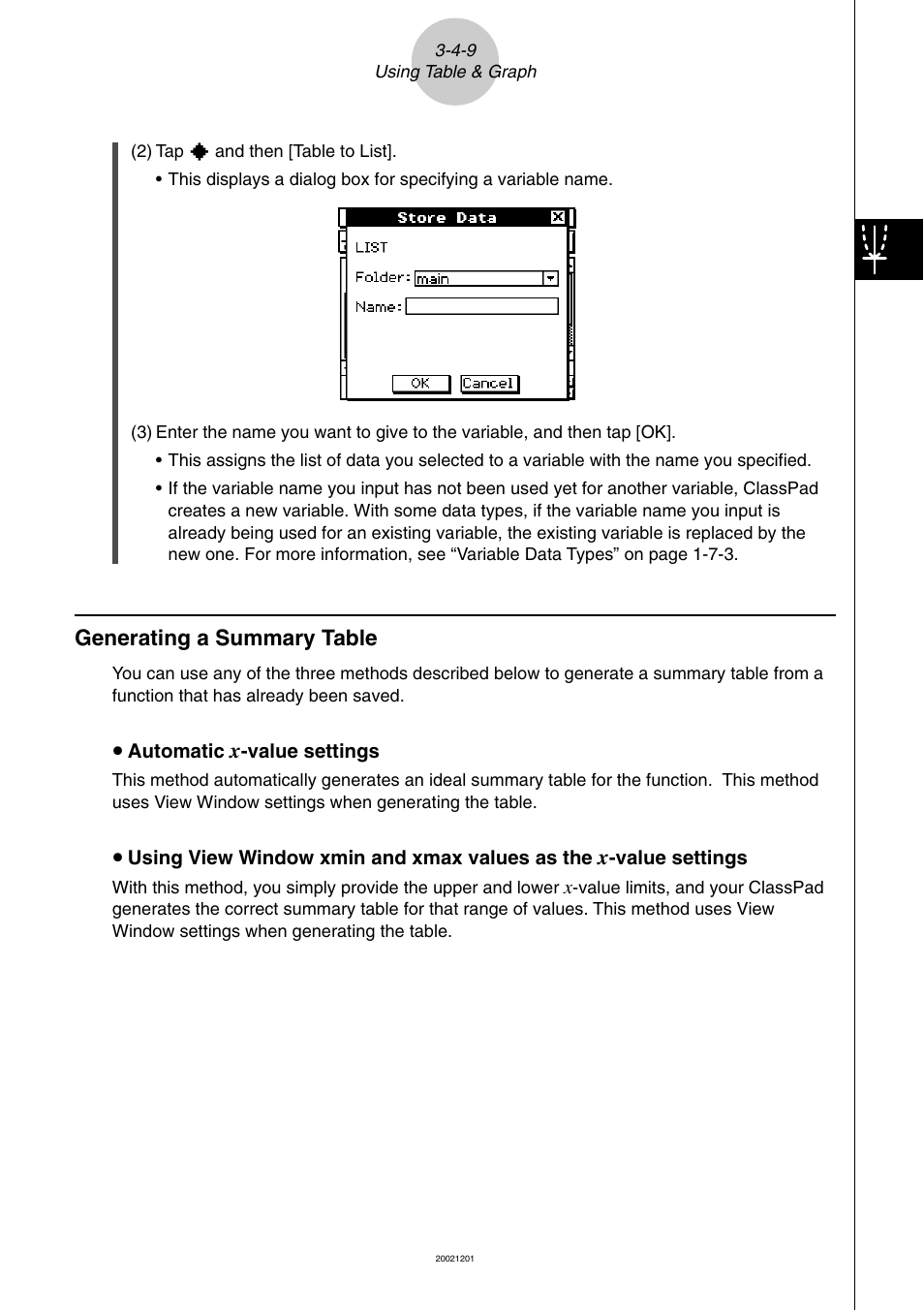 Generating a summary table -4-9 | Casio ClassPad 300 User Manual | Page 230 / 670