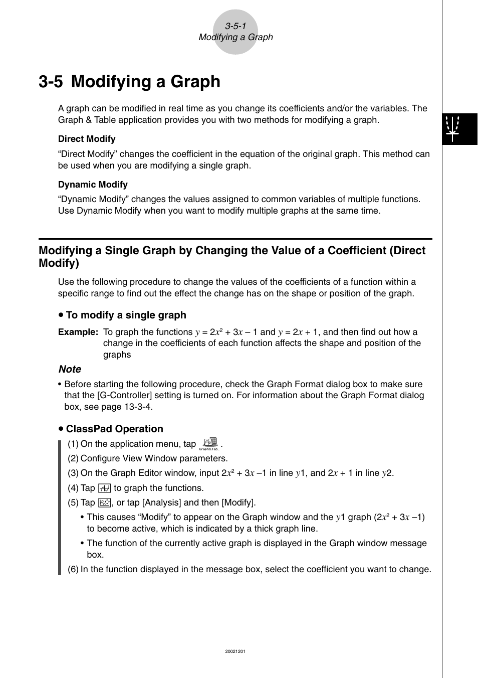 5 modifying a graph, 5 modifying a graph -5-1, Modifying a graph | Casio ClassPad 300 User Manual | Page 237 / 670