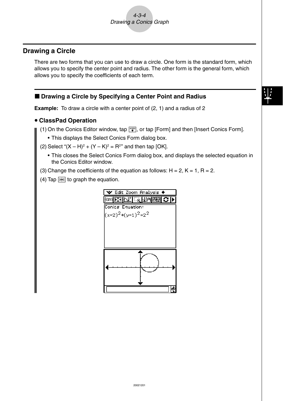 Drawing a circle -3-4, Drawing a circle | Casio ClassPad 300 User Manual | Page 273 / 670