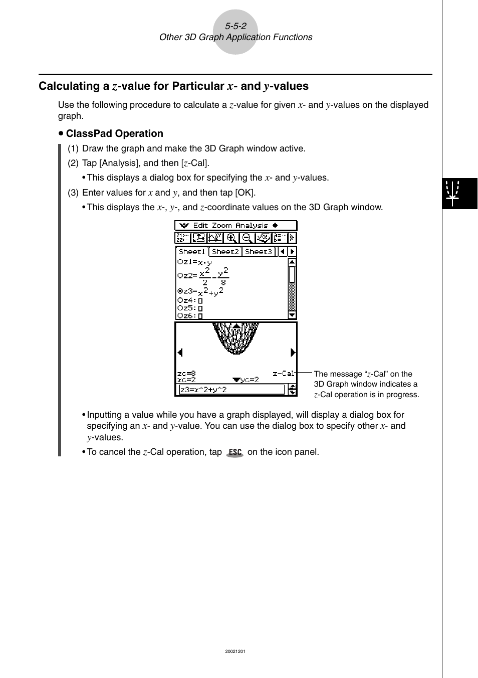 Calculating a, Value for particular, Values -5-2 | Casio ClassPad 300 User Manual | Page 298 / 670