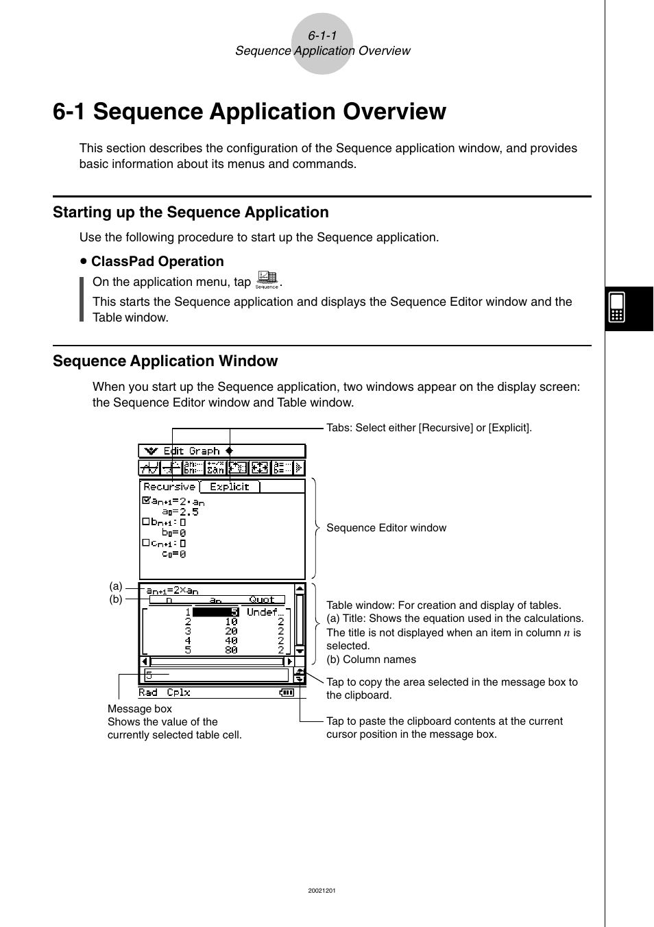 1 sequence application overview, 1 sequence application overview -1-1, Sequence application overview | Starting up the sequence application, Sequence application window | Casio ClassPad 300 User Manual | Page 300 / 670