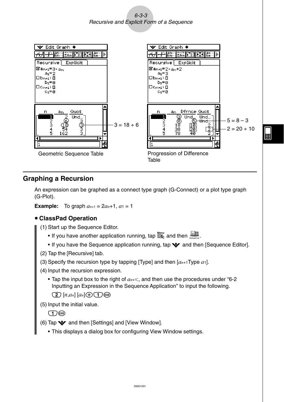 Graphing a recursion -3-3, Graphing a recursion | Casio ClassPad 300 User Manual | Page 309 / 670