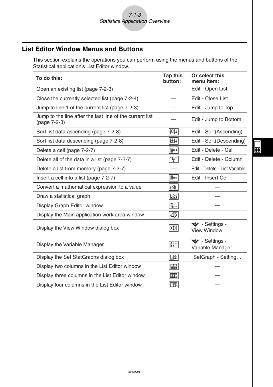 List editor window menus and buttons -1-3 | Casio ClassPad 300 User Manual | Page 317 / 670