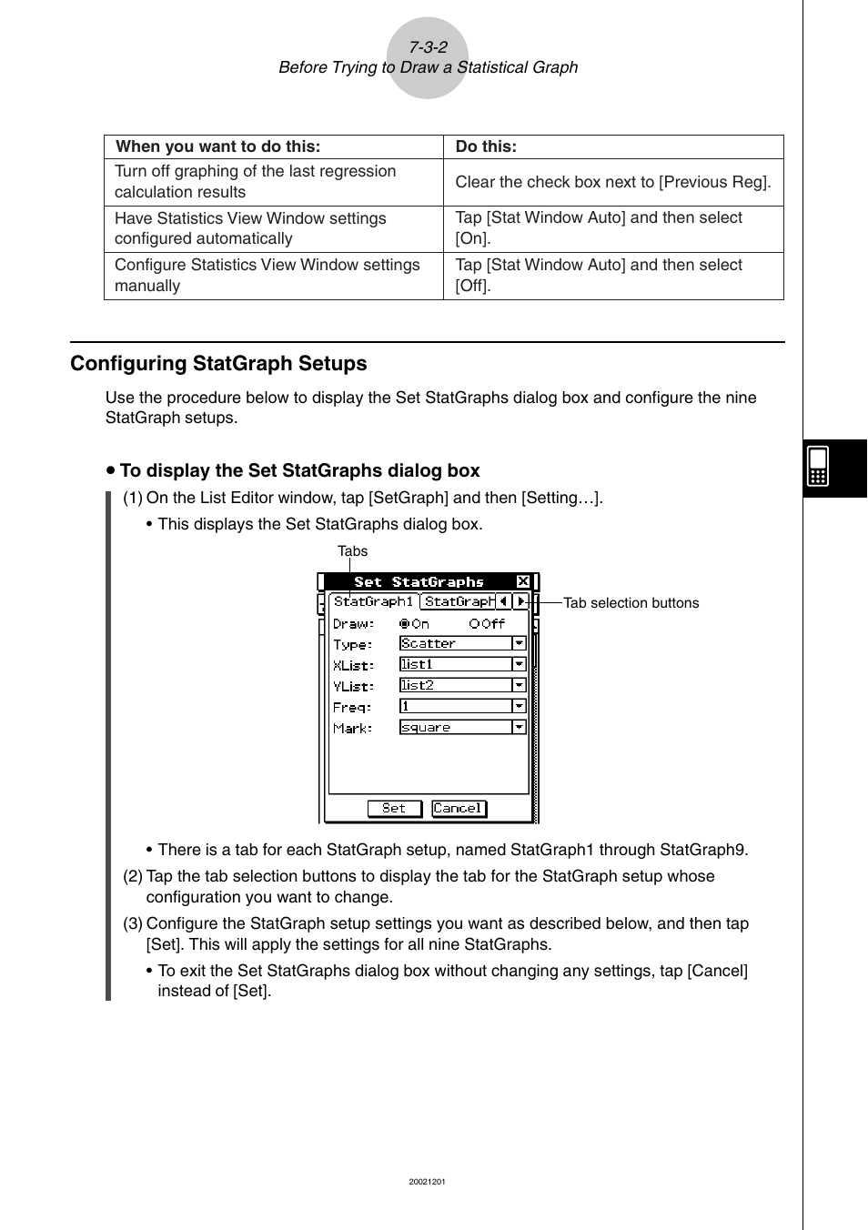 Configuring statgraph setups -3-2, Configuring statgraph setups | Casio ClassPad 300 User Manual | Page 329 / 670