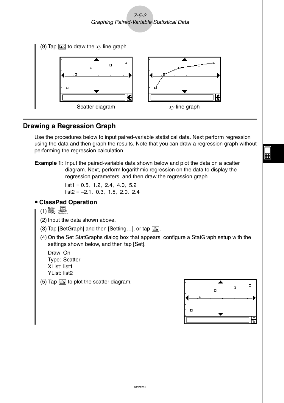 Drawing a regression graph -5-2, Drawing a regression graph | Casio ClassPad 300 User Manual | Page 337 / 670