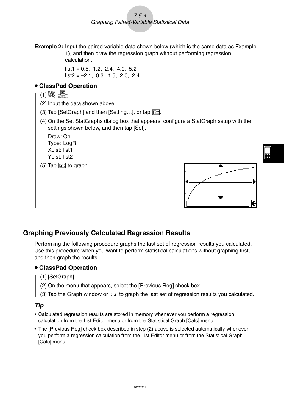 Graphing previously calculated regression results | Casio ClassPad 300 User Manual | Page 339 / 670