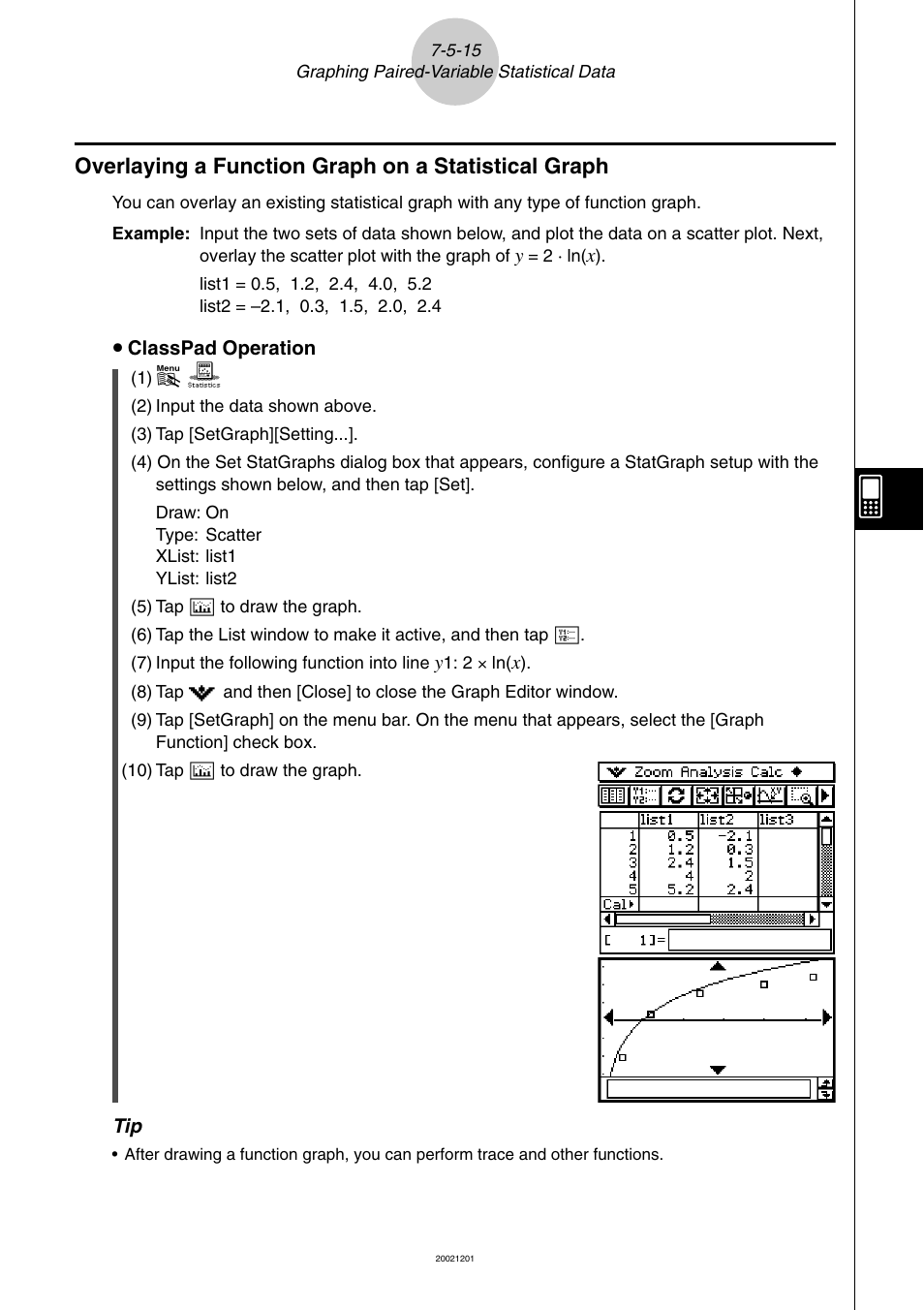 Overlaying a function graph on a statistical graph | Casio ClassPad 300 User Manual | Page 350 / 670