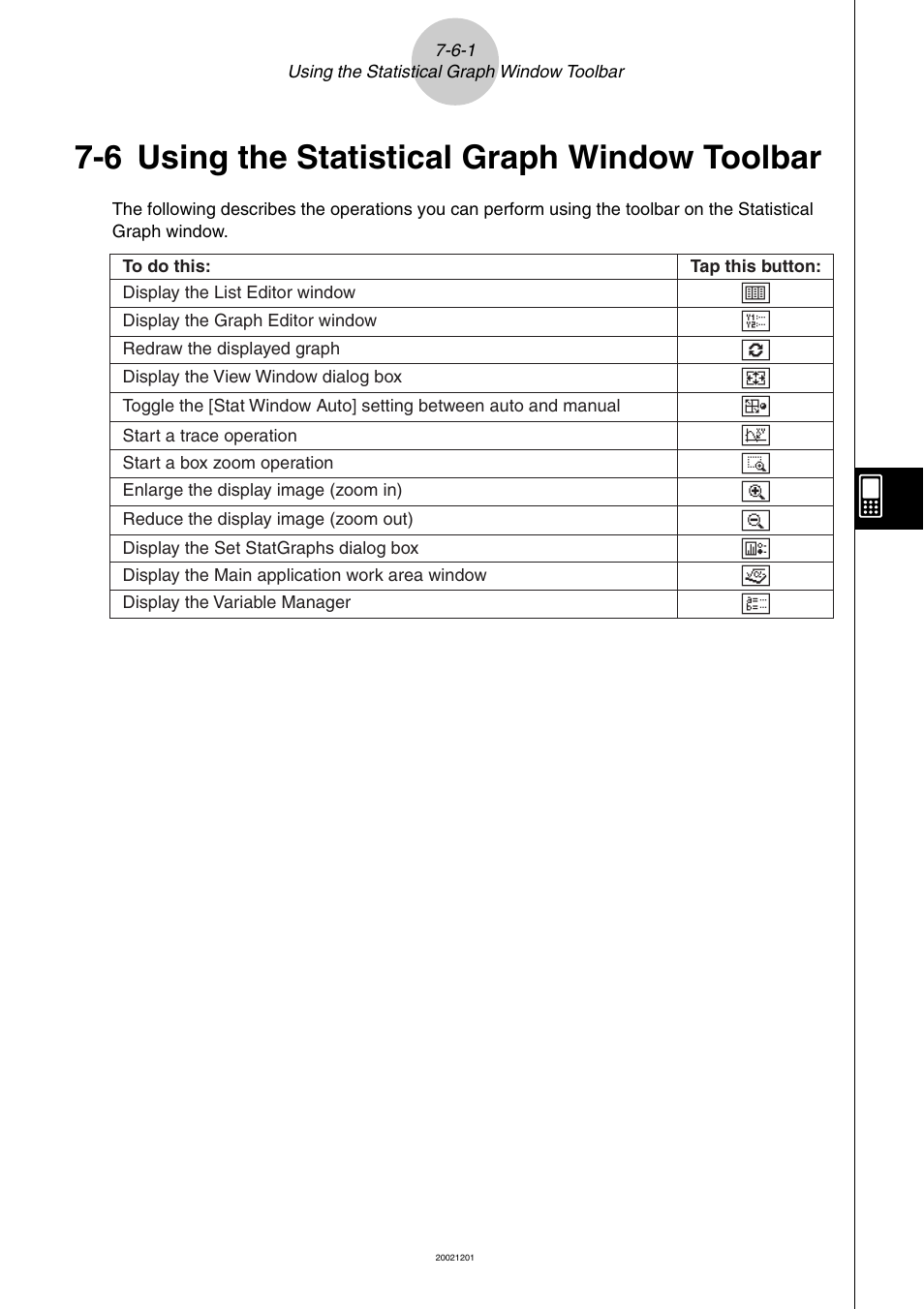 6 using the statistical graph window toolbar, 6 using the statistical graph window toolbar -6-1, Using the statistical graph window toolbar | Casio ClassPad 300 User Manual | Page 351 / 670