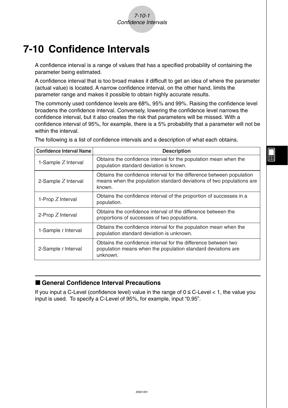 10 confidence intervals, 10 confidence intervals -10-1 | Casio ClassPad 300 User Manual | Page 372 / 670