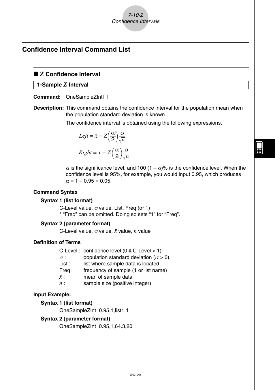 Confidence interval command list -10-2 | Casio ClassPad 300 User Manual | Page 373 / 670