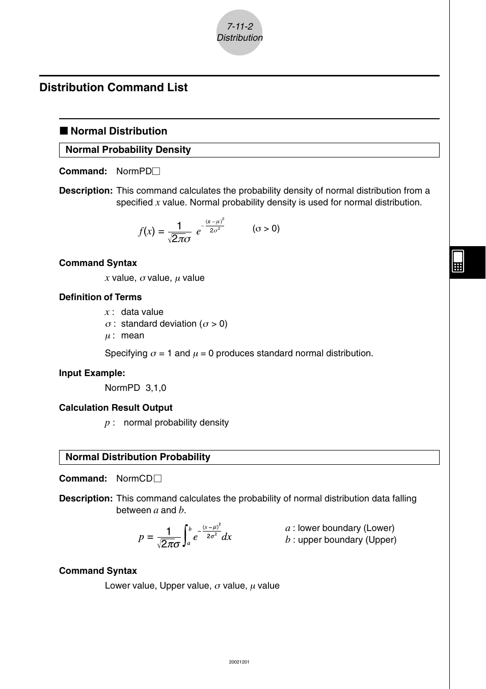 Distribution command list -11-2, Distribution command list | Casio ClassPad 300 User Manual | Page 381 / 670