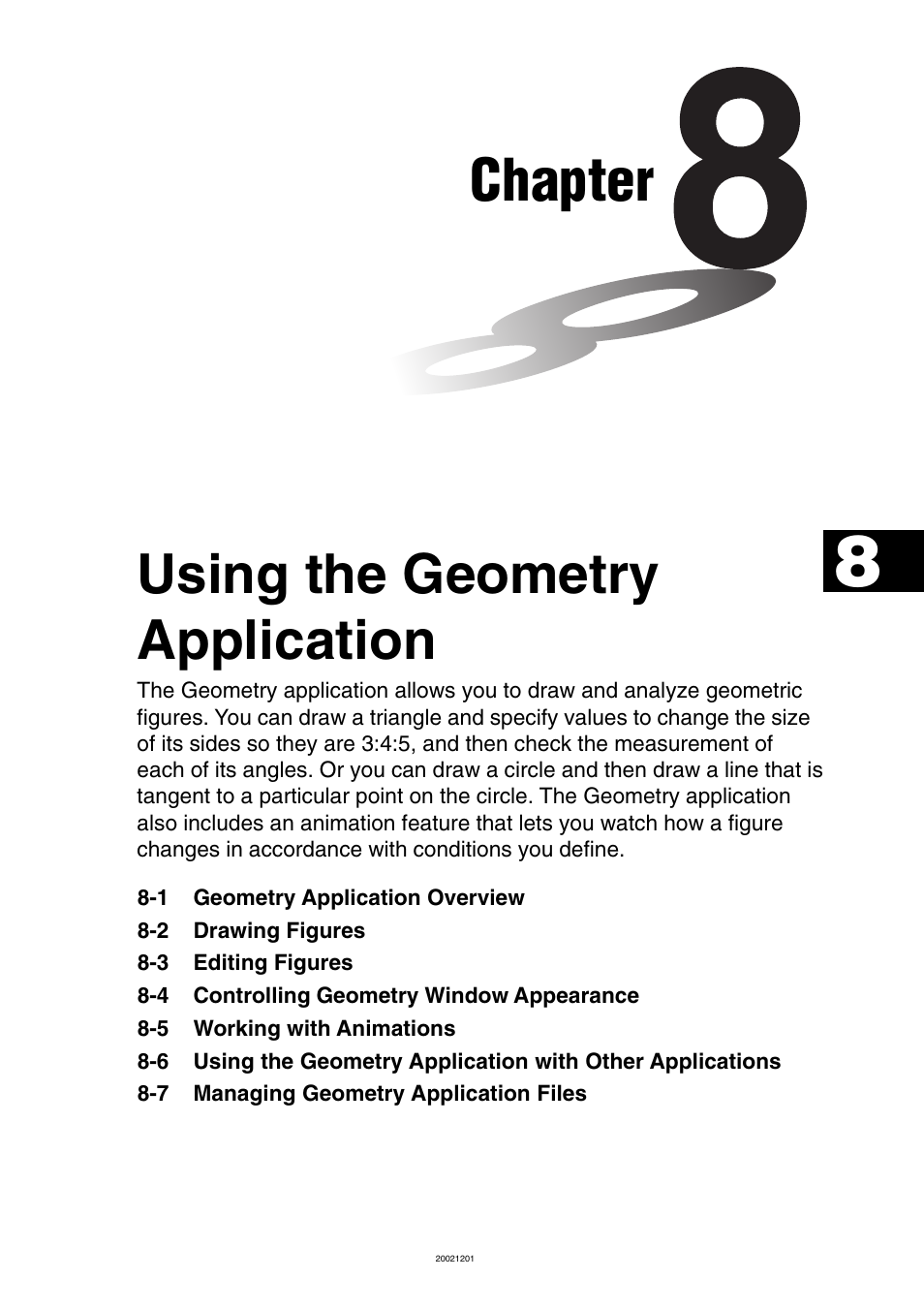 Chapter 8 using the geometry application, Chapter, Using the geometry application | Casio ClassPad 300 User Manual | Page 391 / 670