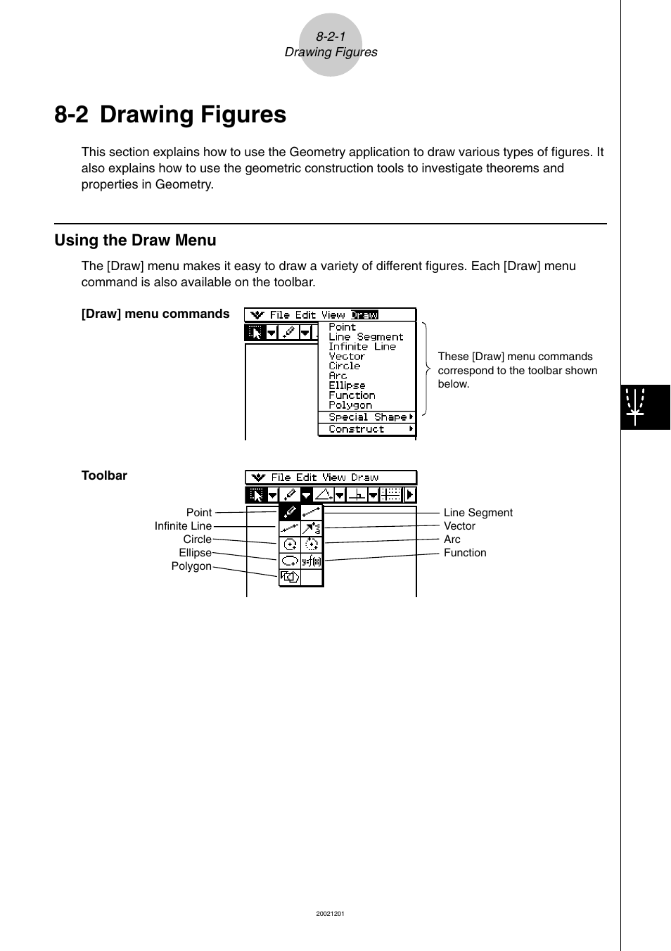 2 drawing figures, 2 drawing figures -2-1, Using the draw menu -2-1 | Drawing figures, Using the draw menu | Casio ClassPad 300 User Manual | Page 397 / 670