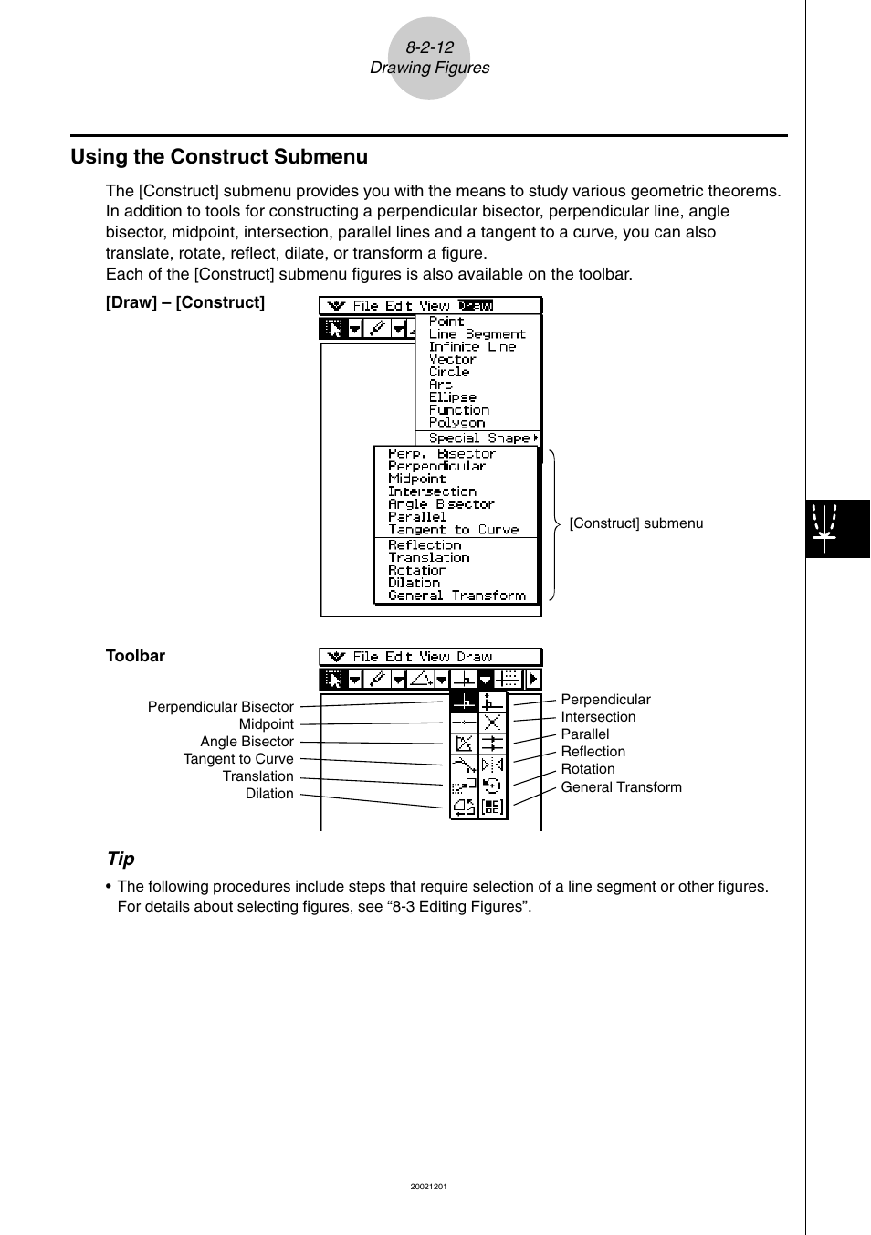 Using the construct submenu -2-12, Using the construct submenu | Casio ClassPad 300 User Manual | Page 408 / 670