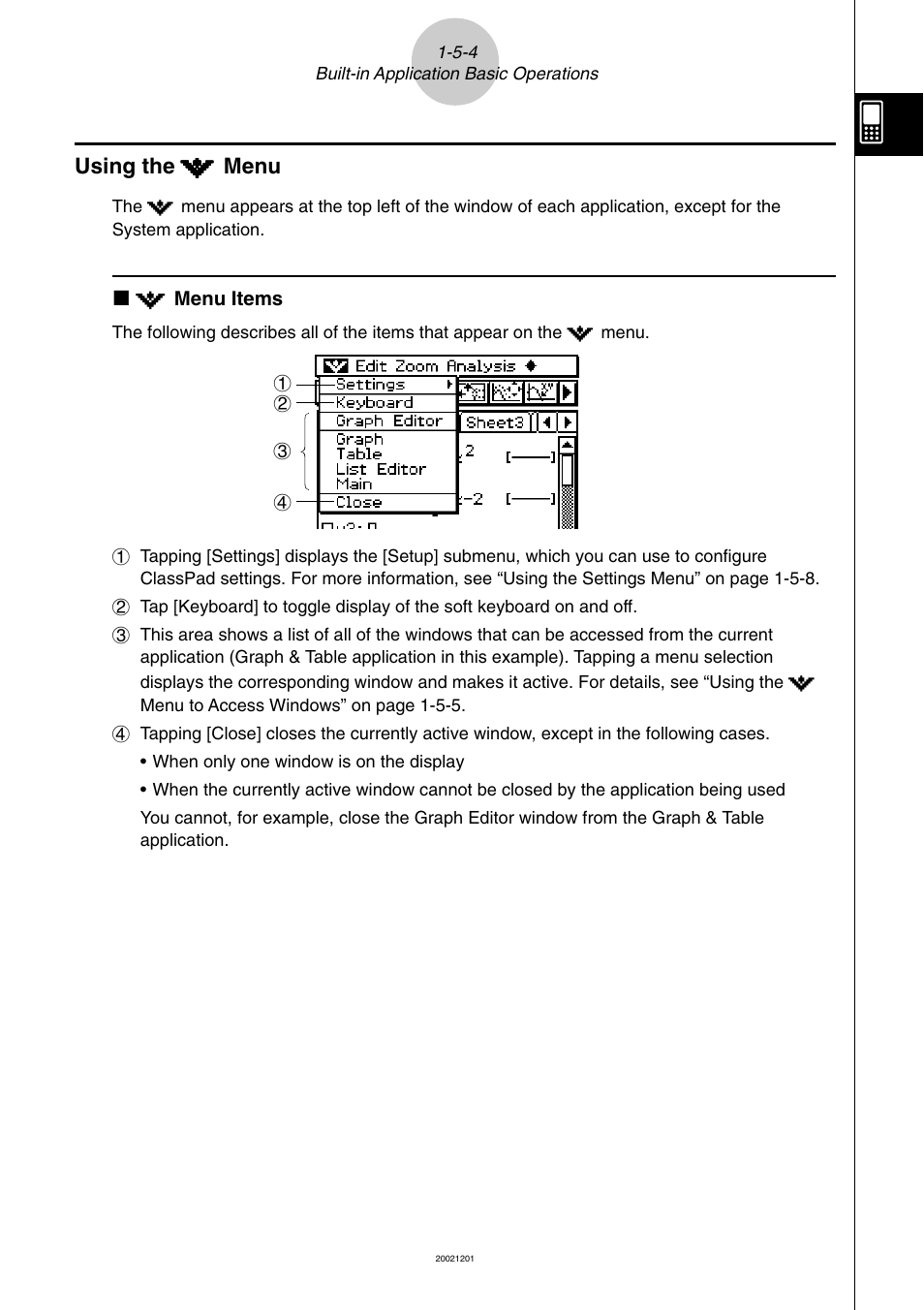 Using the, O menu -5-4 | Casio ClassPad 300 User Manual | Page 41 / 670