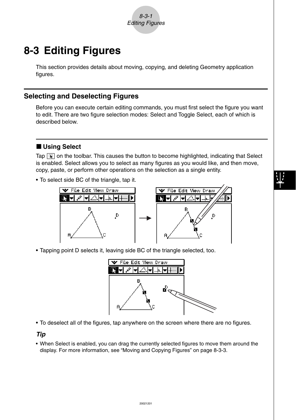 3 editing figures, 3 editing figures -3-1, Selecting and deselecting figures -3-1 | Editing figures | Casio ClassPad 300 User Manual | Page 423 / 670