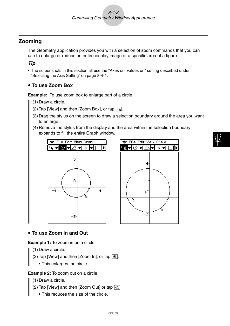 Zooming -4-3, Zooming | Casio ClassPad 300 User Manual | Page 434 / 670