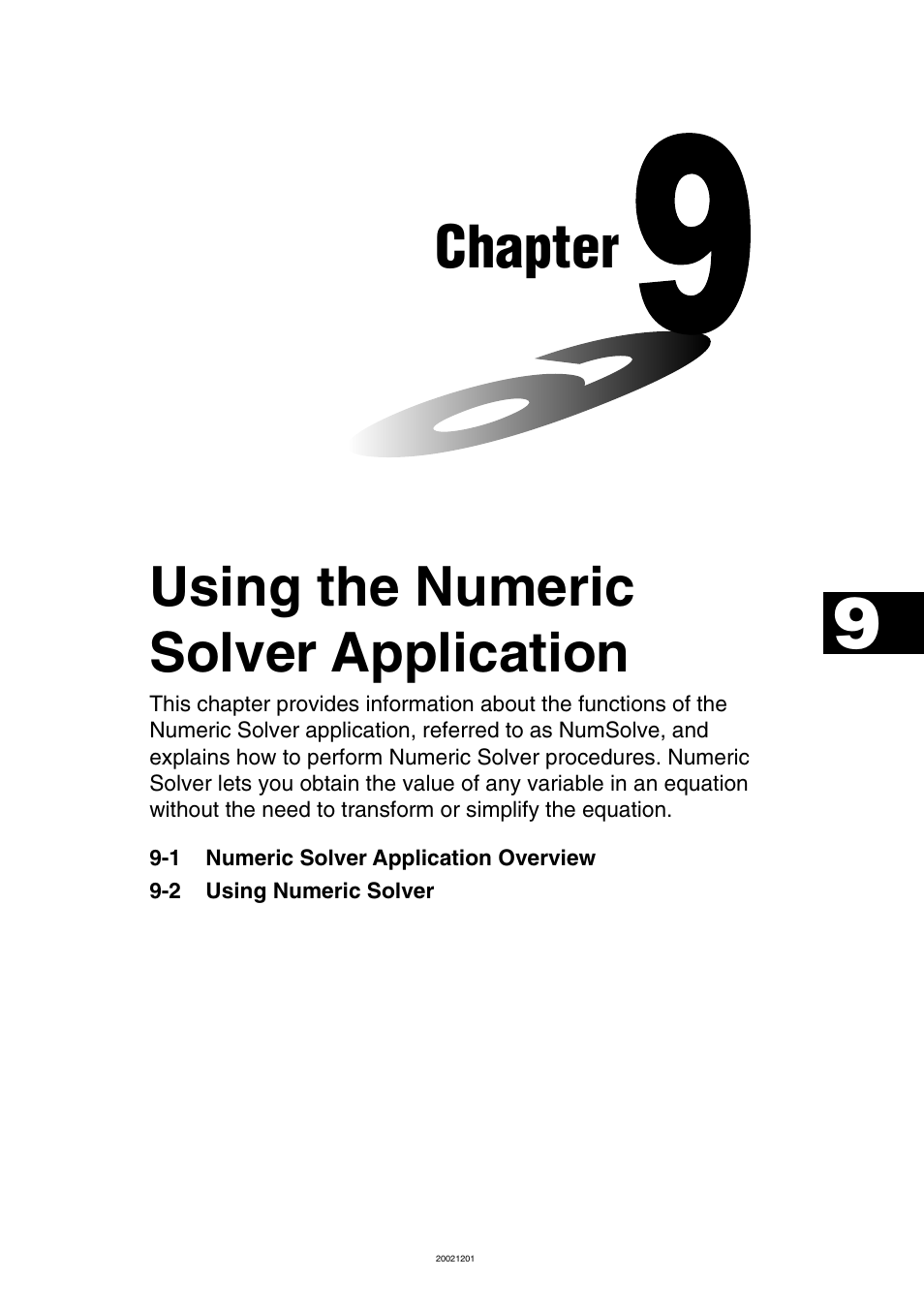 Chapter 9 using the numeric solver application, Chapter, Using the numeric solver application | Casio ClassPad 300 User Manual | Page 455 / 670