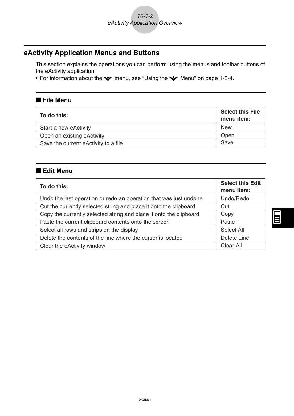 Eactivity application menus and buttons -1-2, Eactivity application menus and buttons | Casio ClassPad 300 User Manual | Page 462 / 670