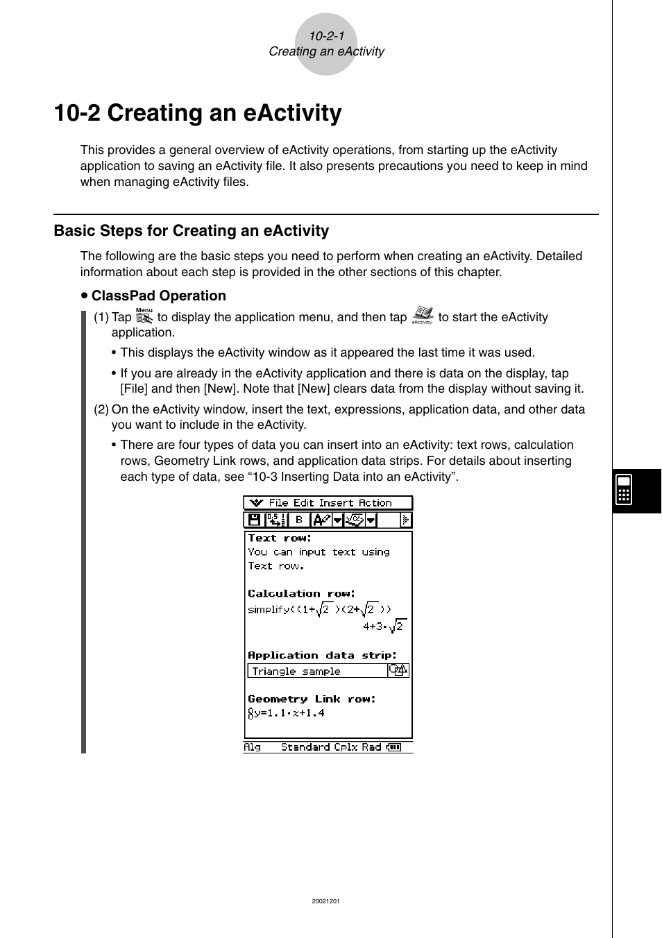 2 creating an eactivity, 2 creating an eactivity -2-1, Basic steps for creating an eactivity -2-1 | Casio ClassPad 300 User Manual | Page 465 / 670