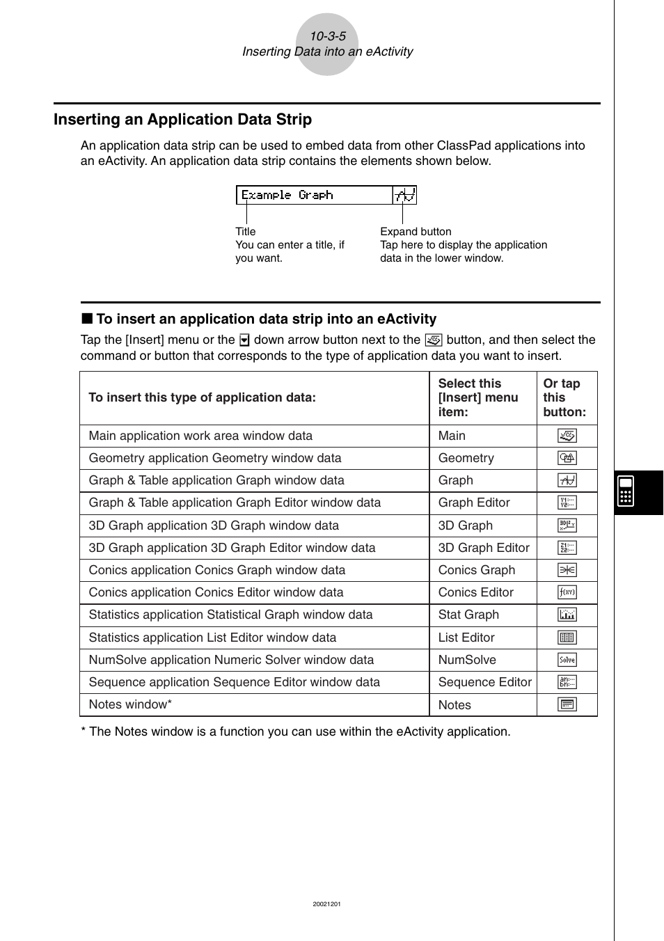 Inserting an application data strip -3-5, Inserting an application data strip | Casio ClassPad 300 User Manual | Page 472 / 670