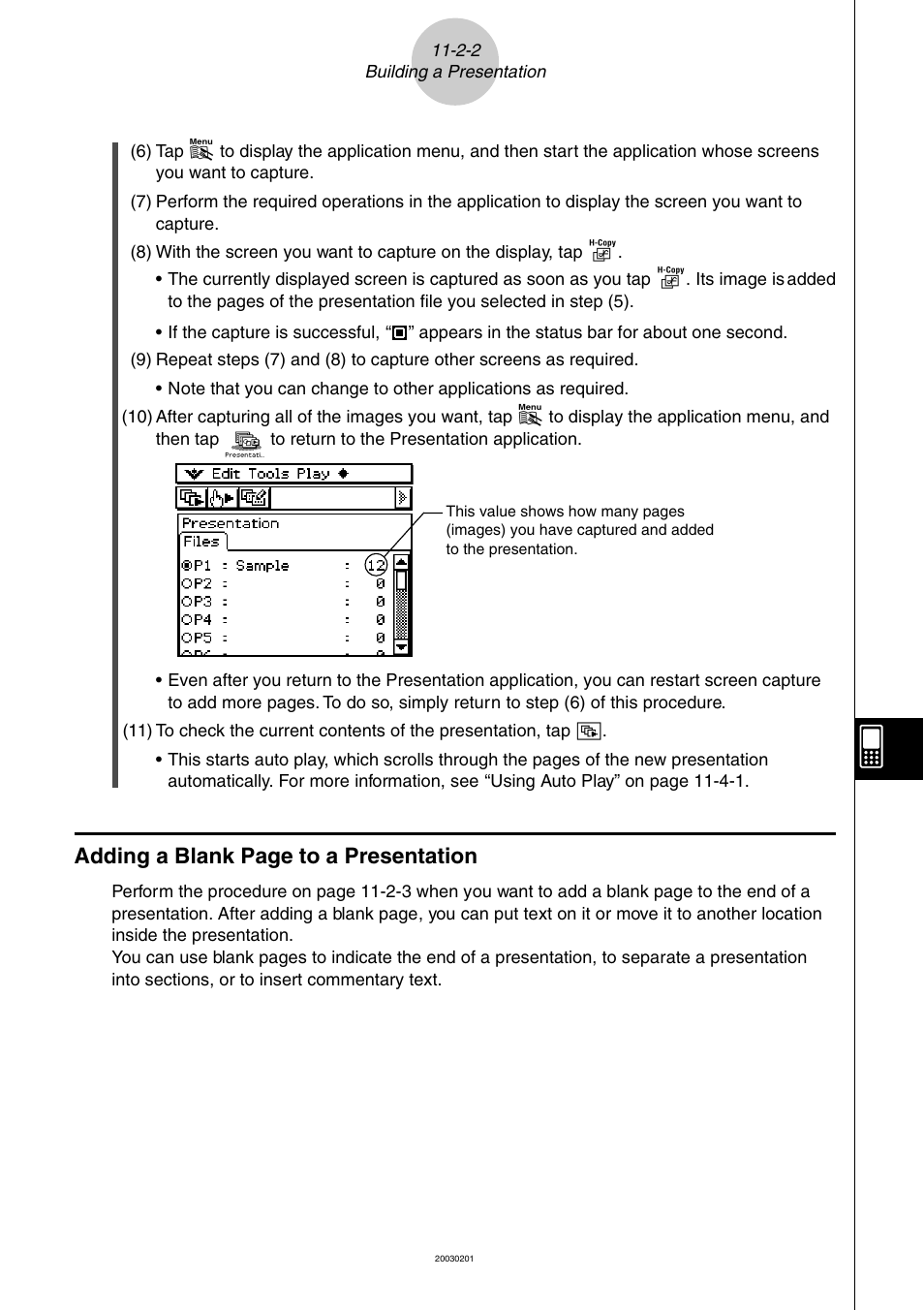 Adding a blank page to a presentation | Casio ClassPad 300 User Manual | Page 491 / 670