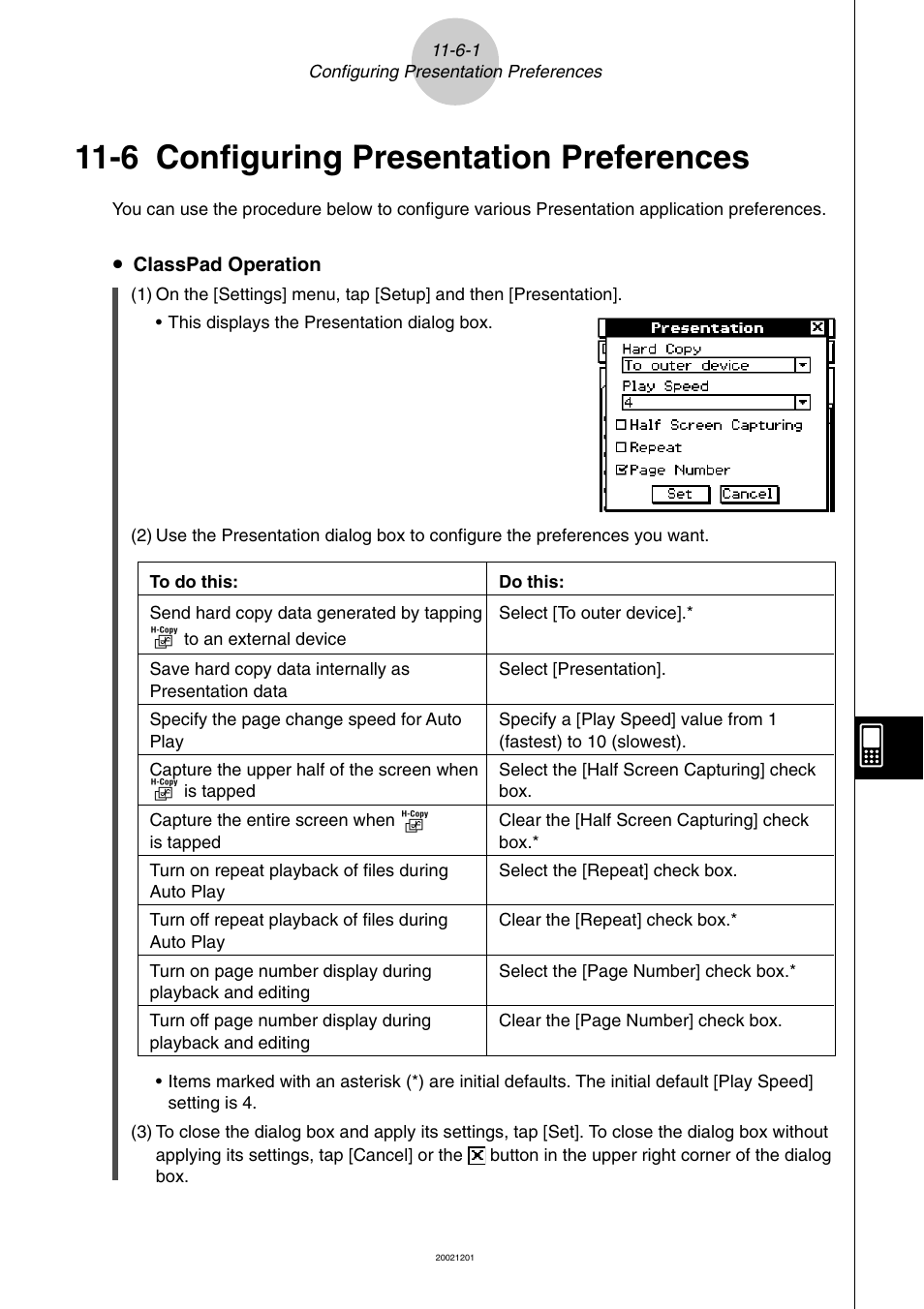 6 configuring presentation preferences, 6 configuring presentation preferences -6-1, Configuring presentation preferences | Casio ClassPad 300 User Manual | Page 505 / 670