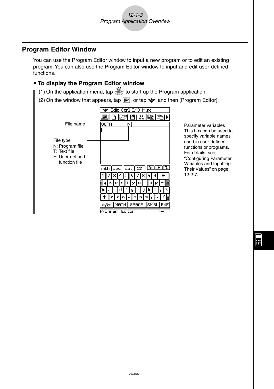 Program editor window -1-3, Program editor window | Casio ClassPad 300 User Manual | Page 511 / 670