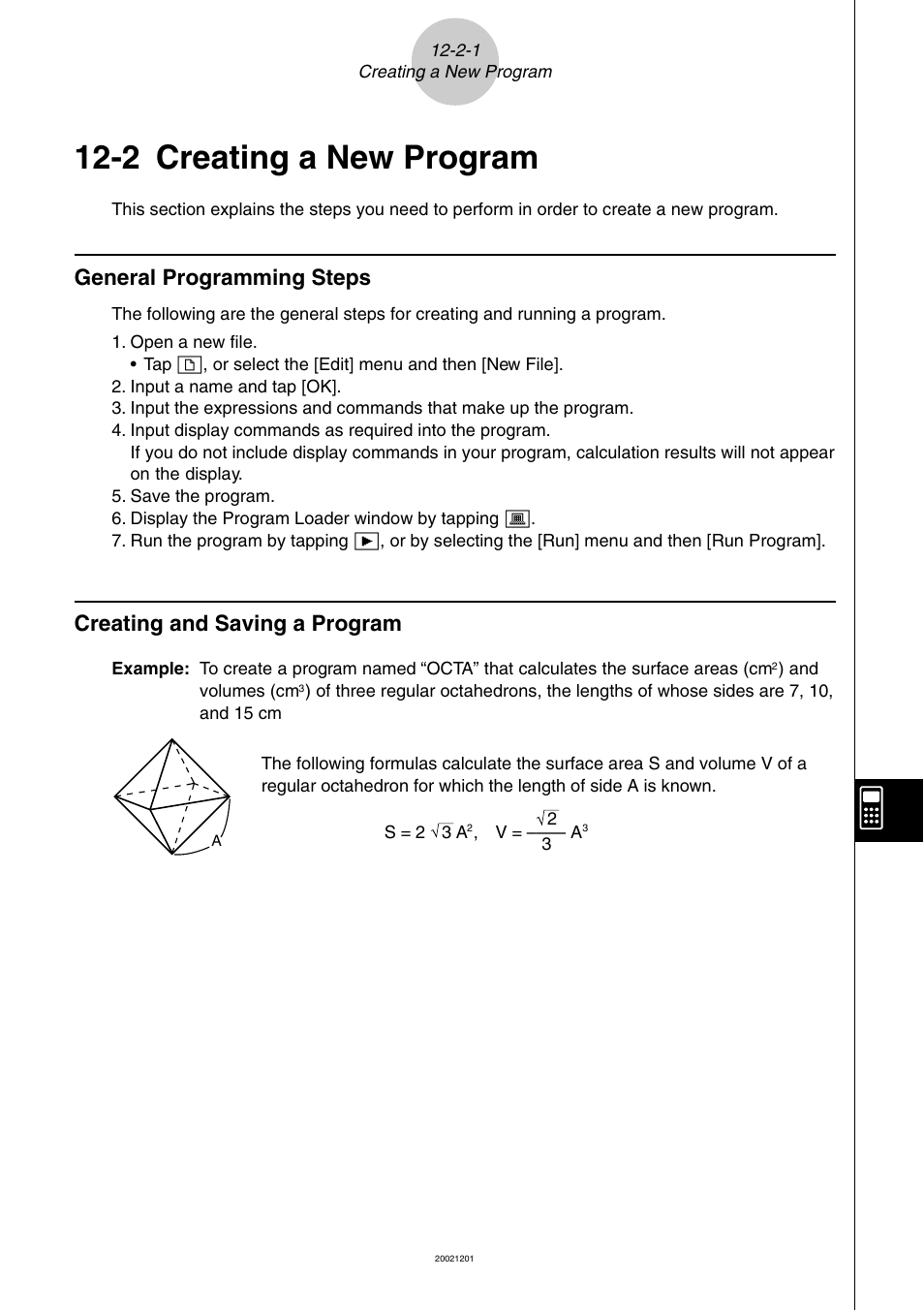 2 creating a new program, 2 creating a new program -2-1, Creating a new program | General programming steps, Creating and saving a program | Casio ClassPad 300 User Manual | Page 516 / 670