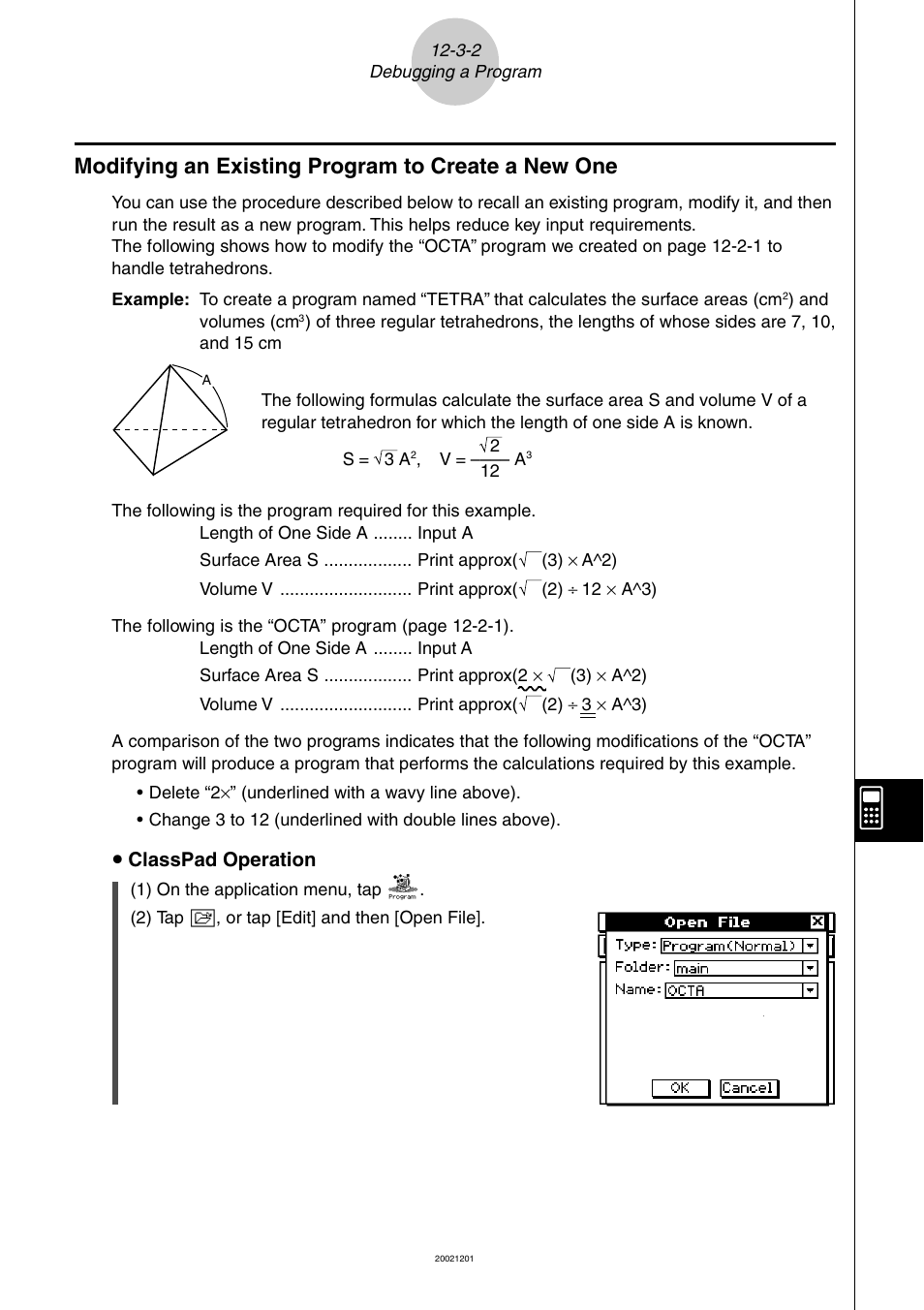 Modifying an existing program to create a new one | Casio ClassPad 300 User Manual | Page 526 / 670