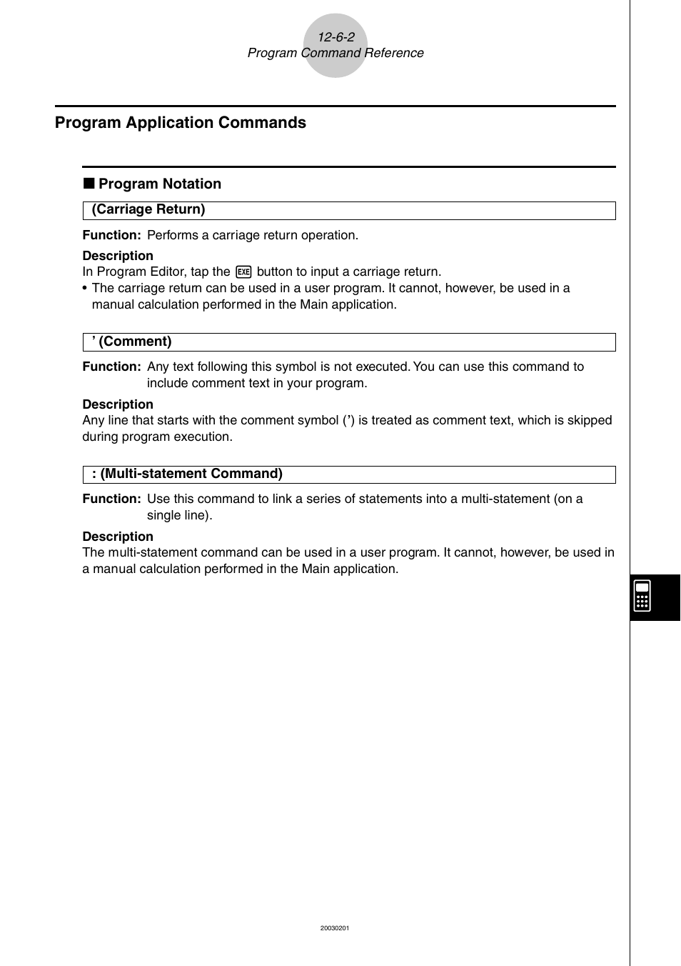 Program application commands -6-2, Program application commands | Casio ClassPad 300 User Manual | Page 537 / 670